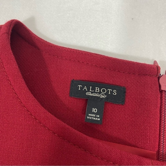 Talbots Womens Sleeveless Shift Dress Wool Blend Red Sz 10 Career Office Classic - Picture 4 of 9